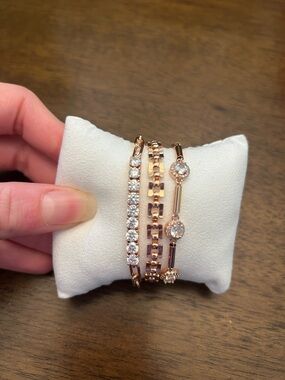Bomb Party Luxe Bracelet Rose Gold Crystal Trio Bracelet Set